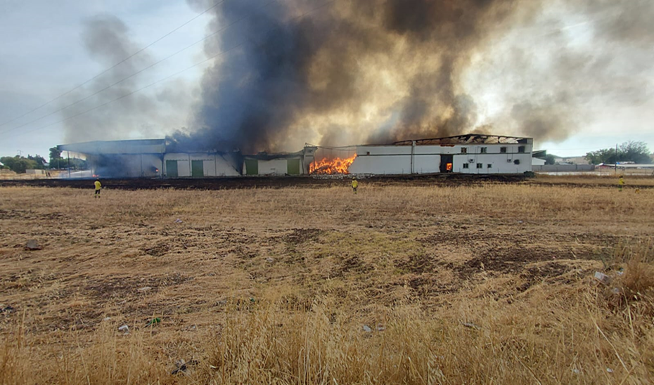 Imagen de la noticia: Un incendio en una nave abandonada de Palma del Río obliga a cortar la vía Aulio Cornelio